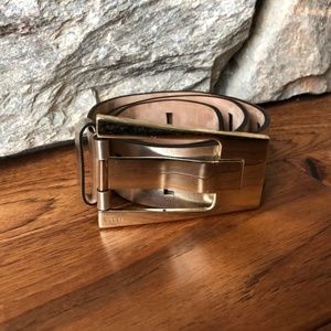 Gucci Gold Leather Belt w/ Cut Outs